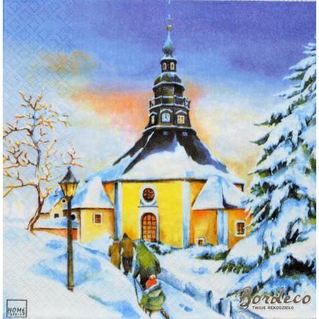 Serwetka do decoupage HOME FASHION ośnieżony kościółek 33x33